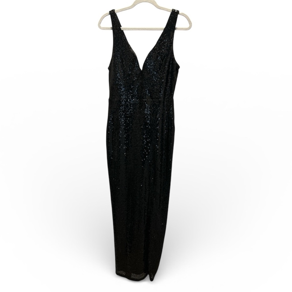 VENUS Black Sparkling Backless Dress